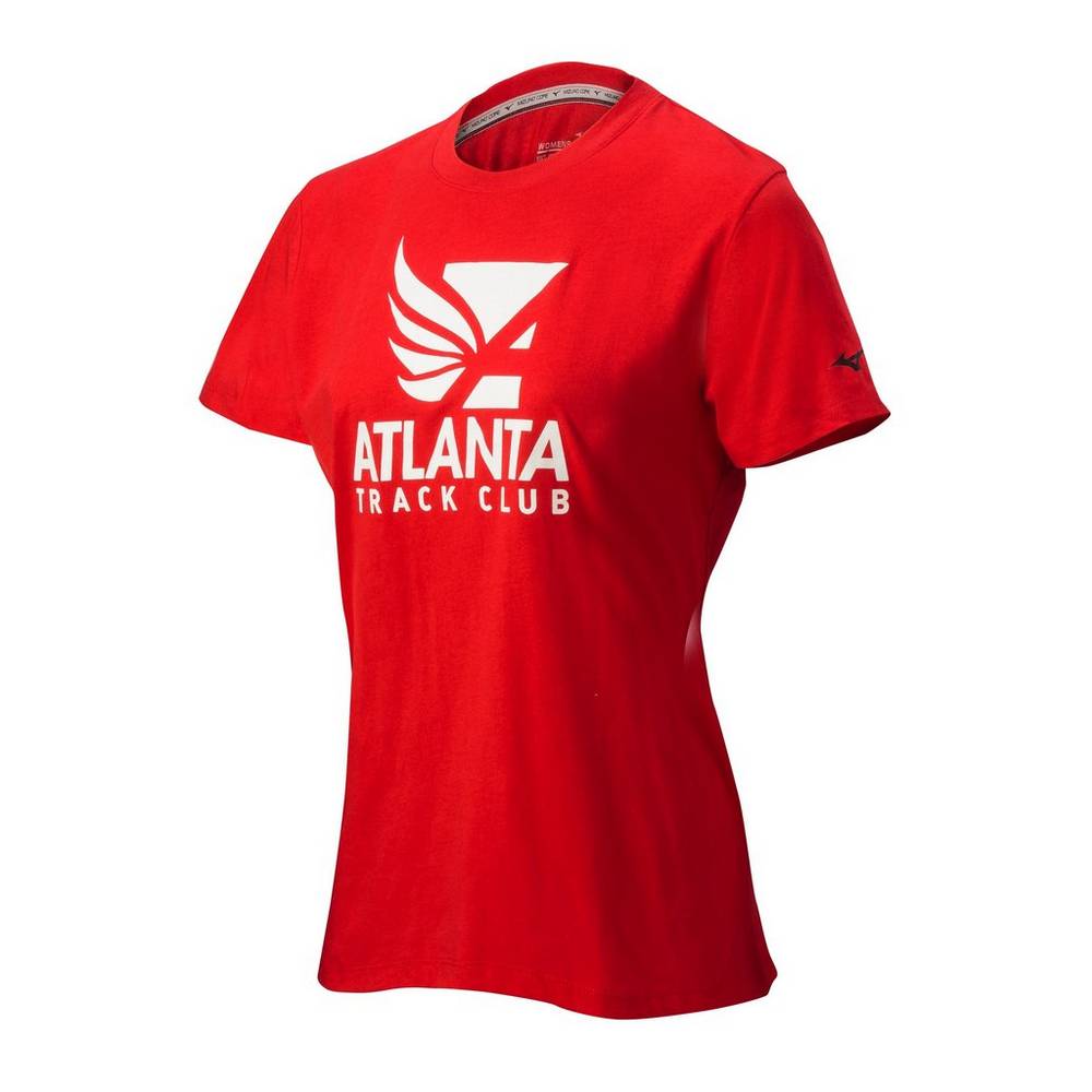 Camiseta Mizuno Running Atlanta Track Club 50/50 - Mulher - Vermelhas - FLSXR4371